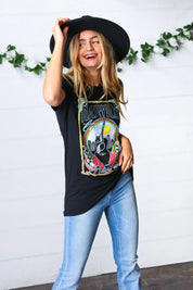 Black Cotton Nashville Graphic Knit Tee | Daverri Fashions