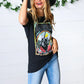 Black Cotton Nashville Graphic Knit Tee - DAVERRI FASHIONS