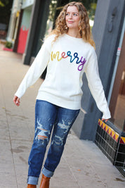 More the Merrier White Pop Up Lurex Sweater | Daverri Fashions