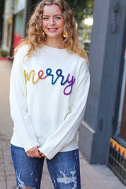 More the Merrier White Pop Up Lurex Sweater | Daverri Fashions