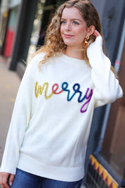 More the Merrier White Pop Up Lurex Sweater | Daverri Fashions