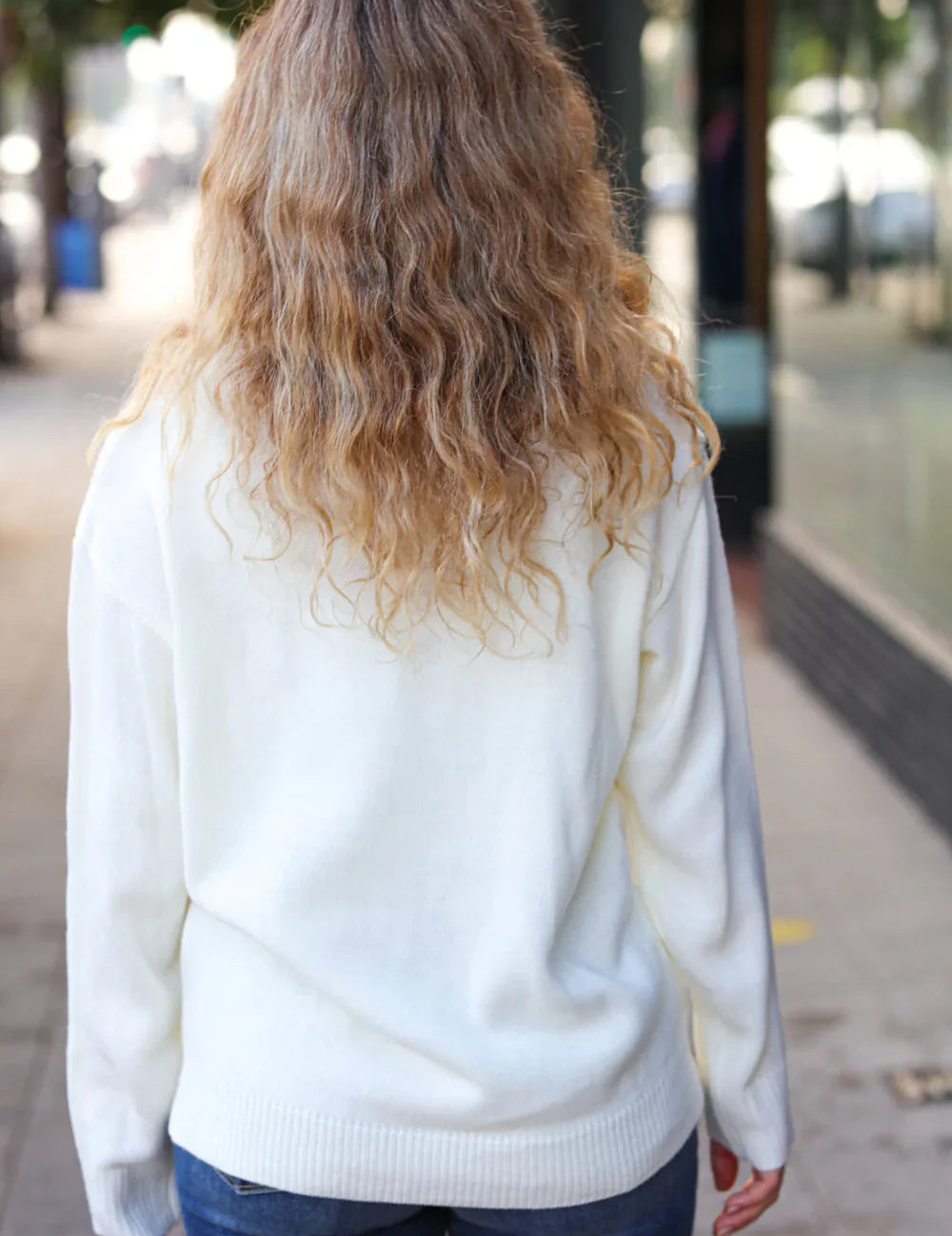 More the Merrier White Pop Up Lurex Sweater | Daverri Fashions