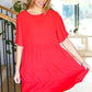Red oversized Feeling Bold dress with short fluter sleeves