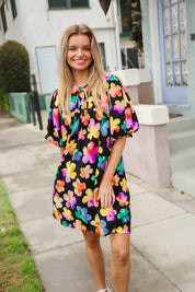 Look Adorable Ribbon Bow Tie Floral Babydoll Dress with Pockets | Daverri Fashions