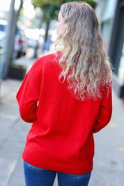 More The Merrier Red Pop Up Lurex Sweater | Daverri Fashions
