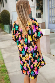 Look Adorable Ribbon Bow Tie Floral Babydoll Dress with Pockets | Daverri Fashions