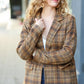 Make It Happen Spice Plaid Tailored Collar Lapel Blazer - DAVERRI FASHIONS