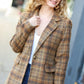 Make It Happen Spice Plaid Tailored Collar Lapel Blazer - DAVERRI FASHIONS