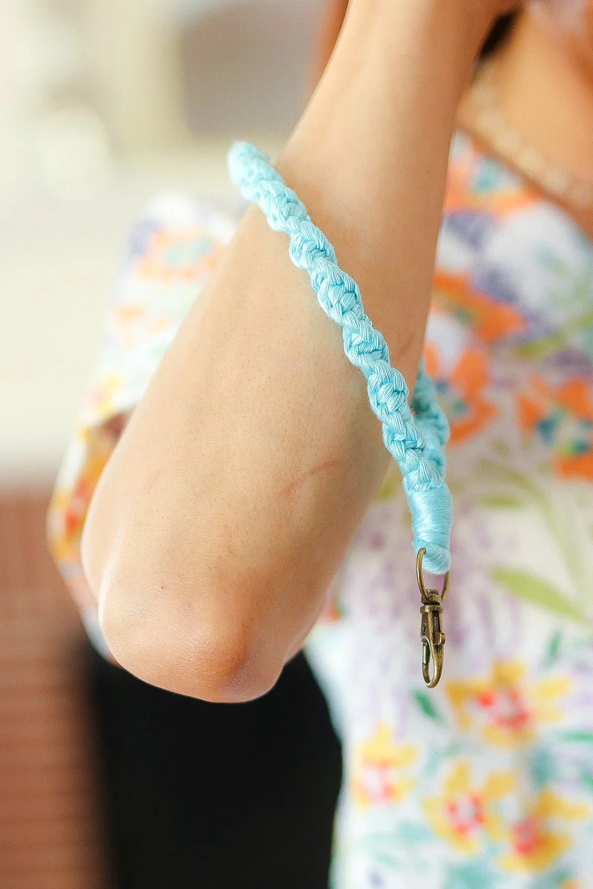 Blue Hand Woven Braid Wristlet Keychain | 07-01-25 Summer Sale Daverri Fashions