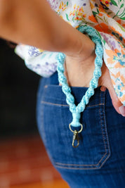 Blue Hand Woven Braid Wristlet Keychain | 07-01-25 Summer Sale Daverri Fashions