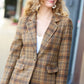 Make It Happen Spice Plaid Tailored Collar Lapel Blazer - DAVERRI FASHIONS
