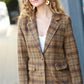 Make It Happen Spice Plaid Tailored Collar Lapel Blazer - DAVERRI FASHIONS