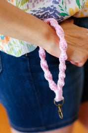 Baby Pink Hand Woven Braid Wristlet Keychain | 07-01-25 Summer Sale Daverri Fashions