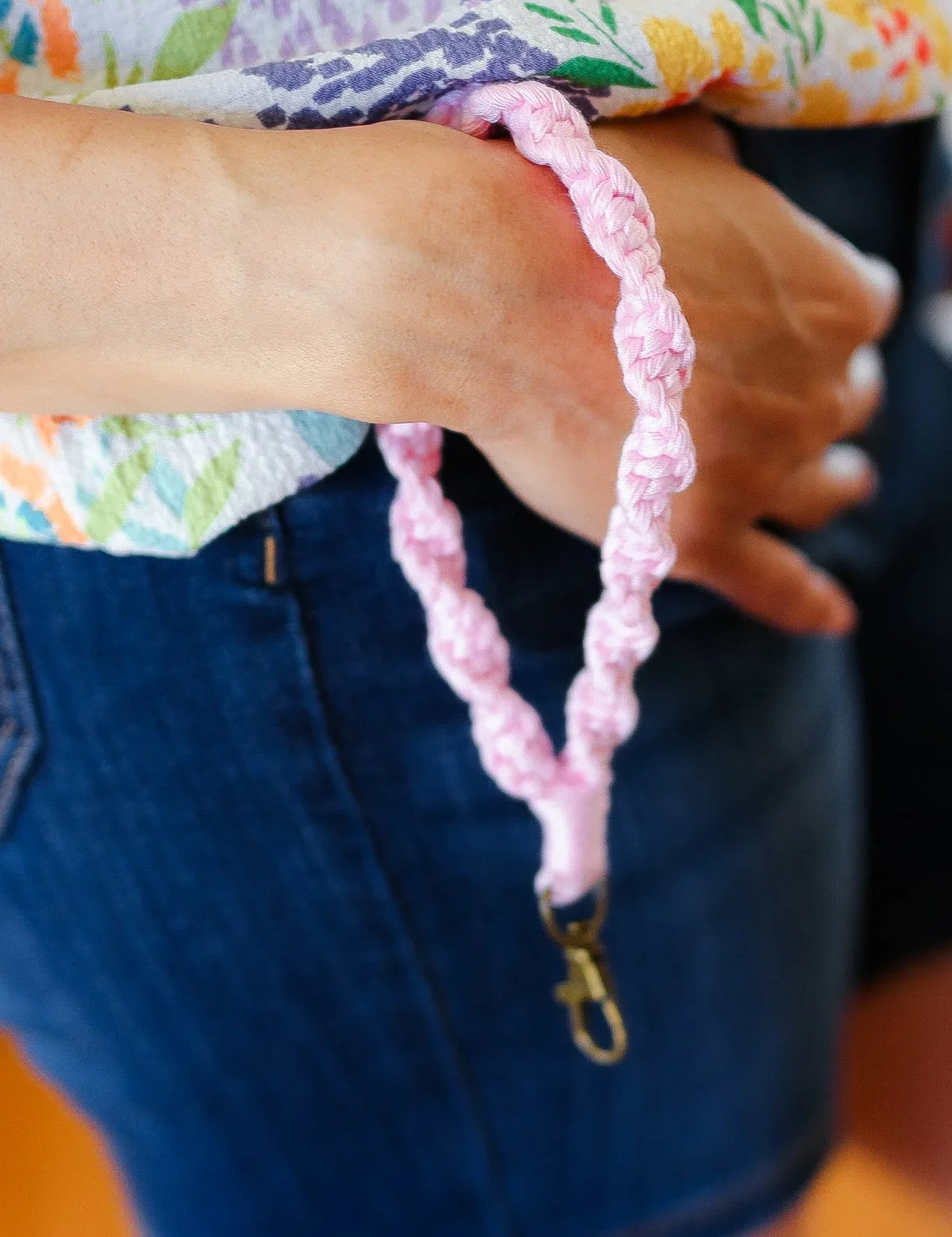 Baby Pink Hand Woven Braid Wristlet Keychain | 07-01-25 Summer Sale Daverri Fashions