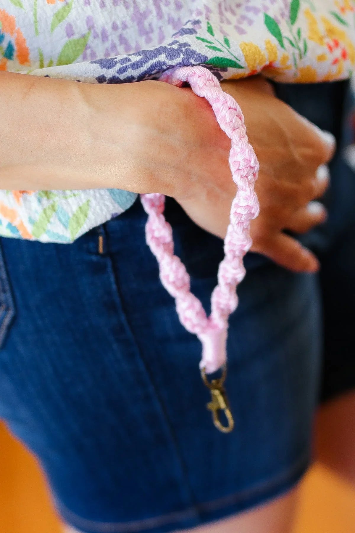Baby Pink Hand Woven Braid Wristlet Keychain | 07-01-25 Summer Sale Daverri Fashions