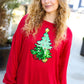More The Merrier Red Sequin Christmas Tree Hacci Top - DAVERRI FASHIONS