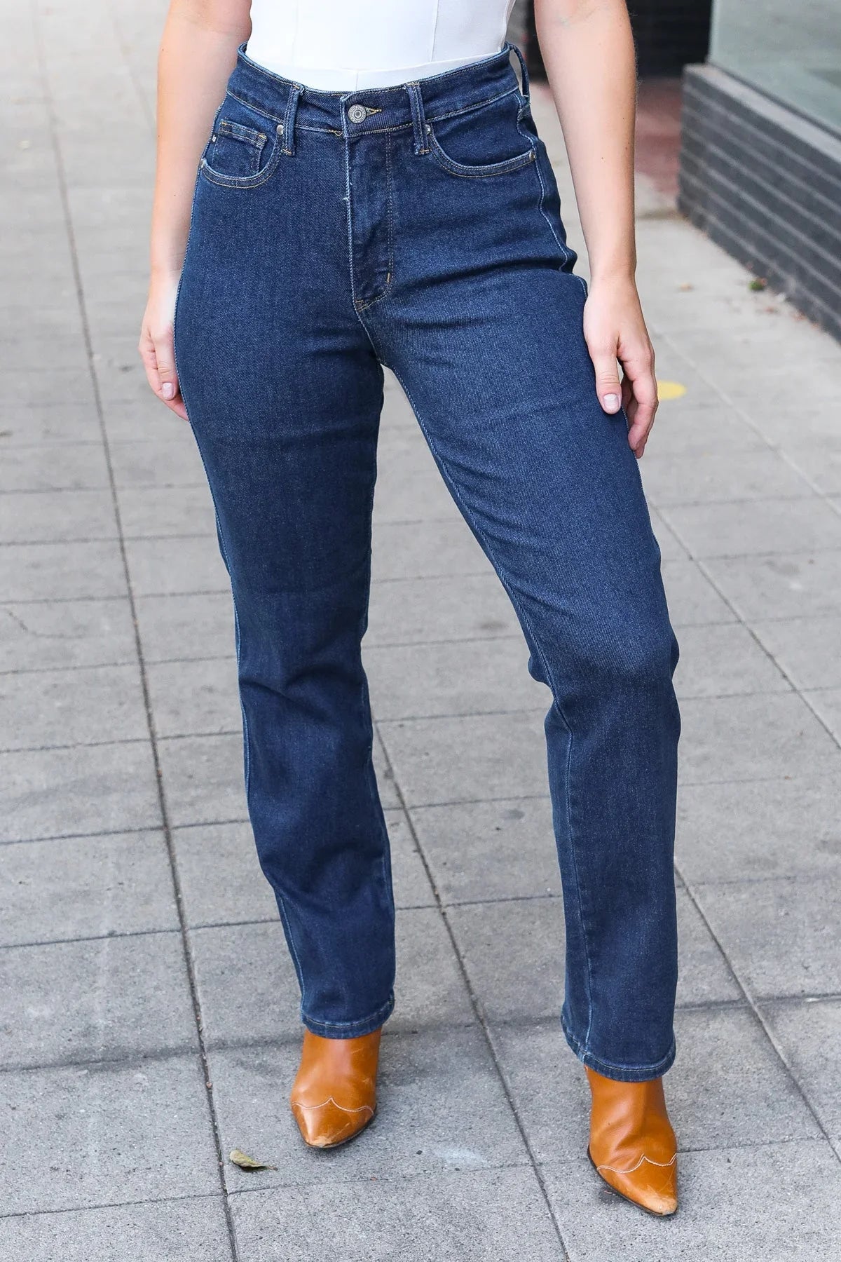 Judy Blue Dark Wash High Waisted Straight Fit Jeans | Daverri Fashions