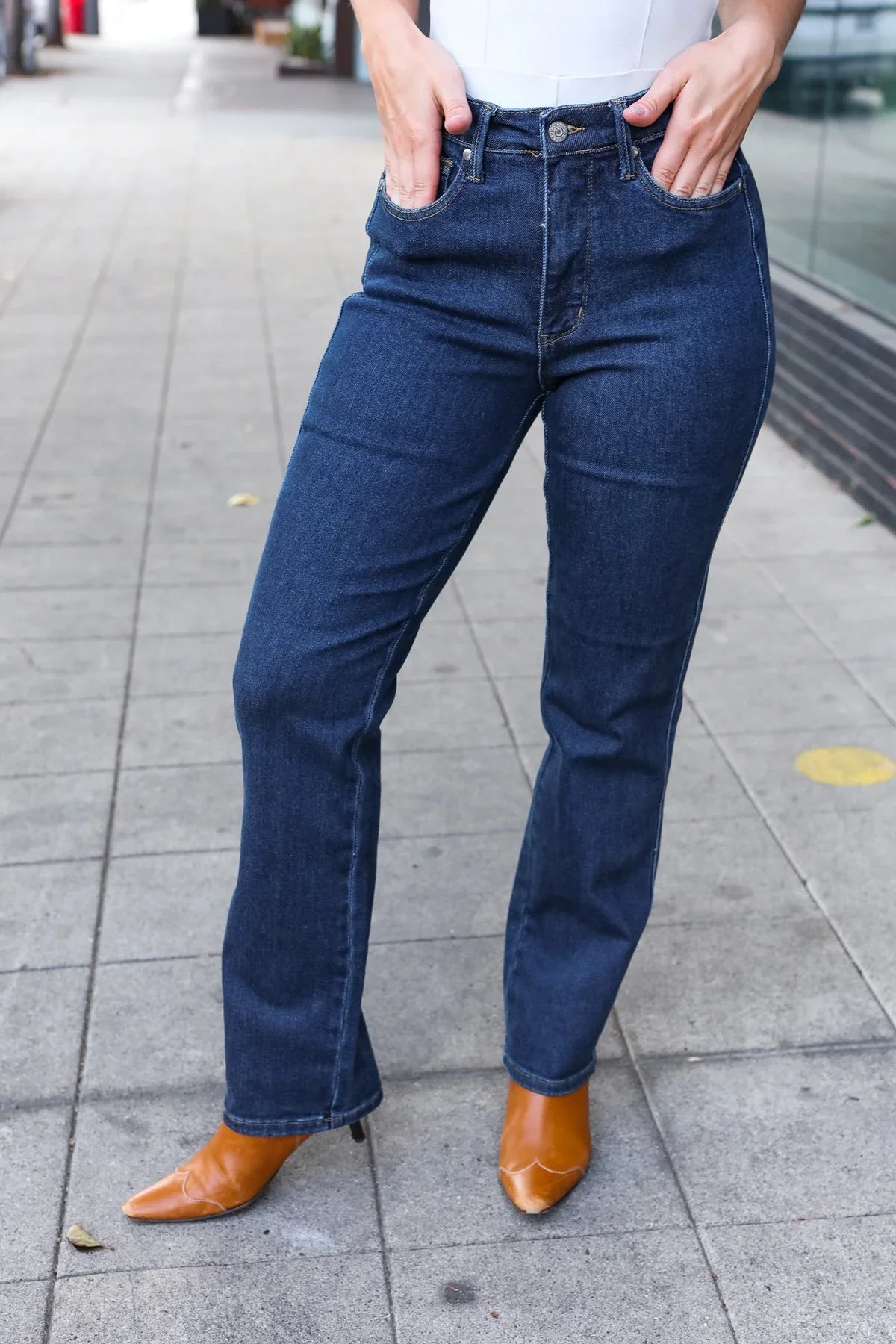 Judy Blue Dark Wash High Waisted Straight Fit Jeans | Daverri Fashions