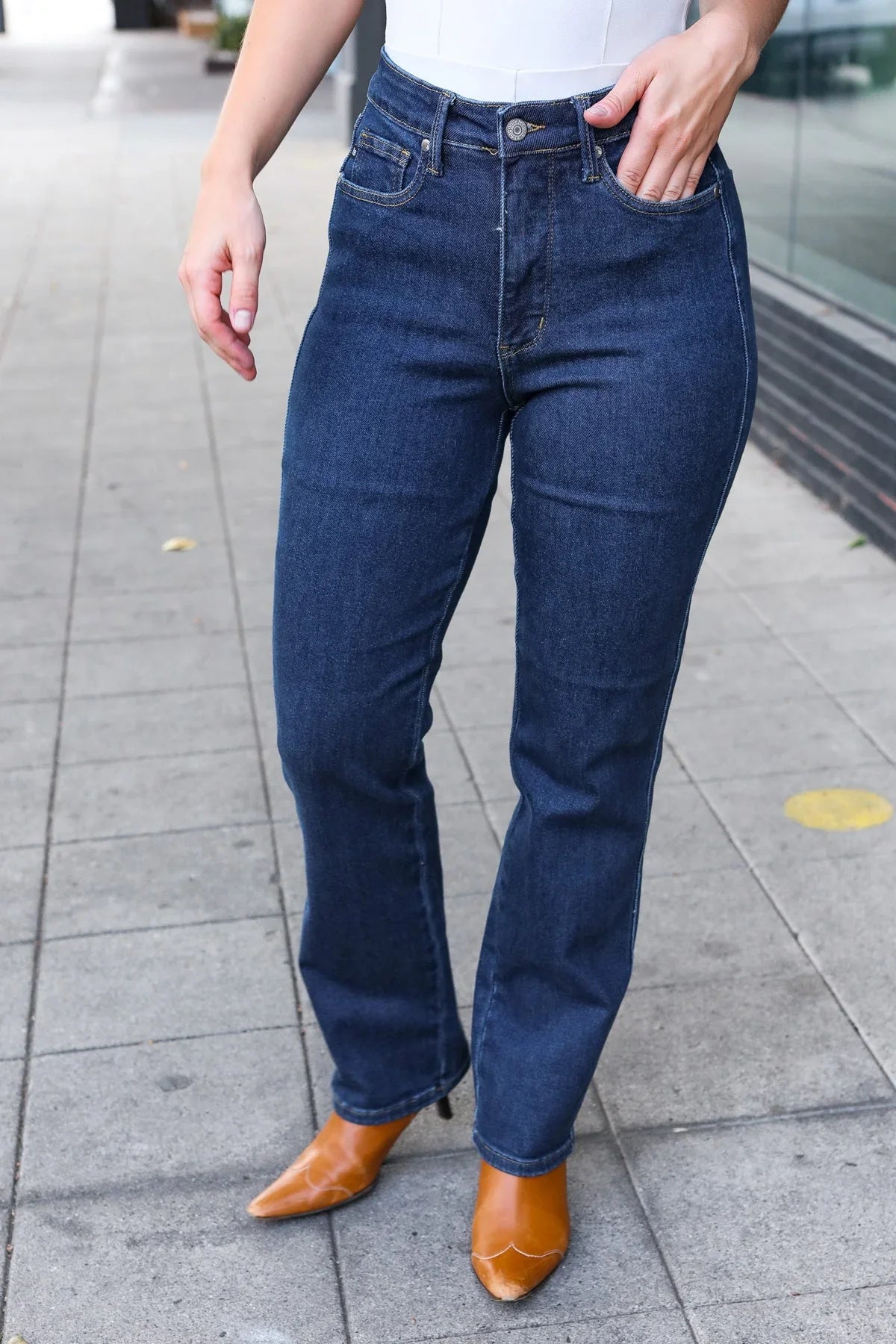 Judy Blue Dark Wash High Waisted Straight Fit Jeans | Daverri Fashions