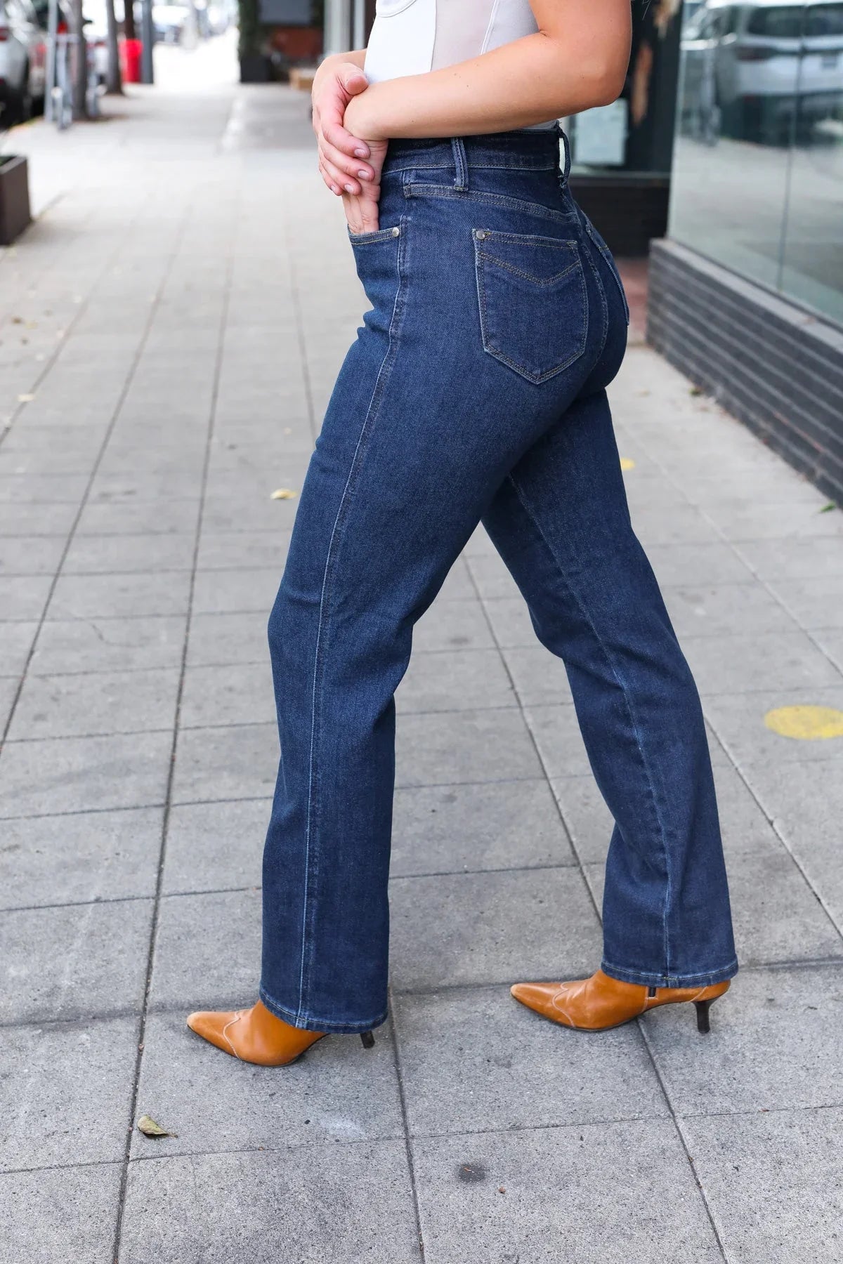 Judy Blue Dark Wash High Waisted Straight Fit Jeans | Daverri Fashions