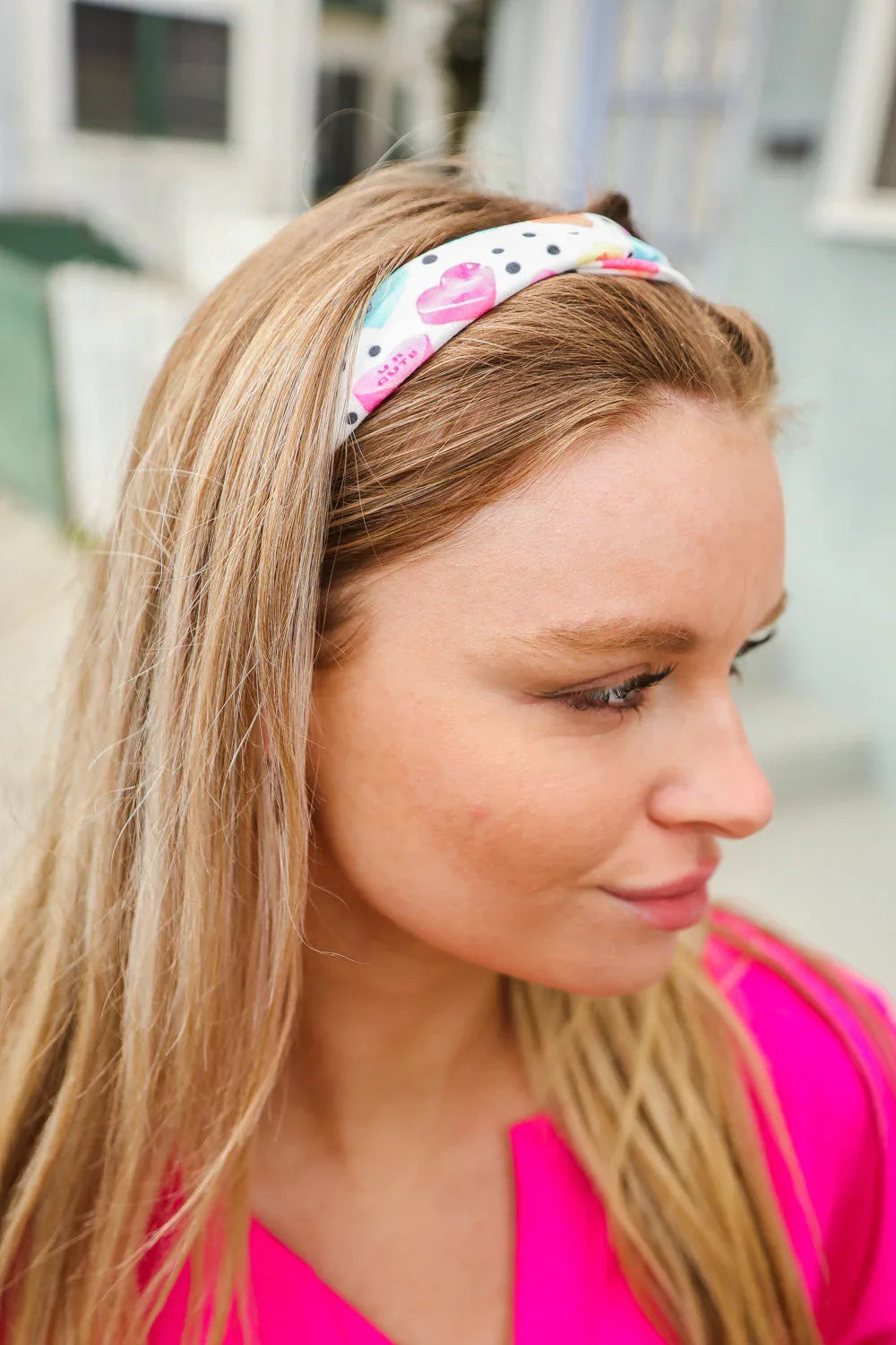 Multicolor Polka Dot & Heart Candy Twist Headband | accessor Daverri Fashions