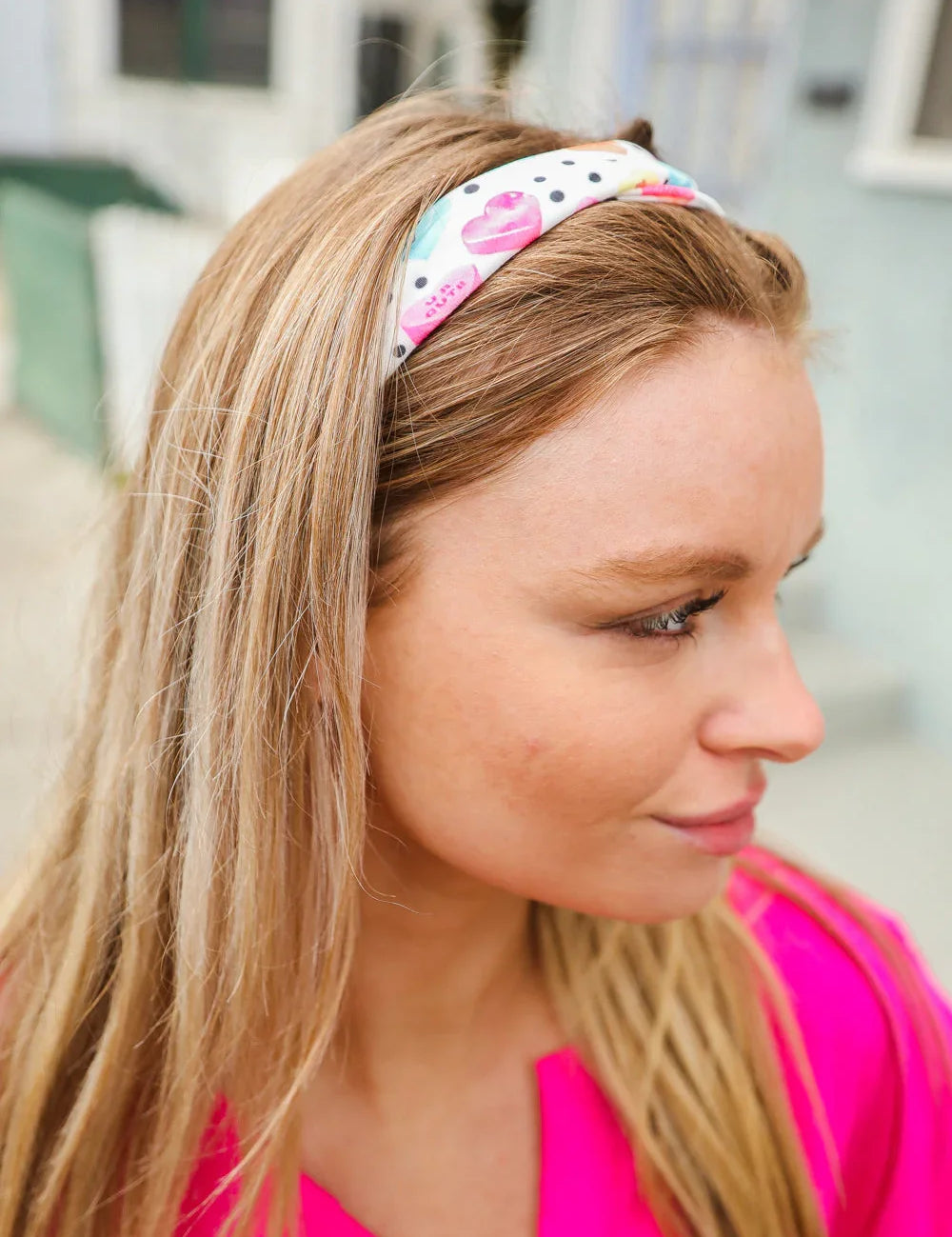 Multicolor Polka Dot & Heart Candy Twist Headband | accessor Daverri Fashions
