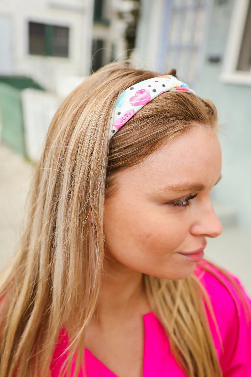 Multicolor Polka Dot & Heart Candy Twist Headband | accessor Daverri Fashions