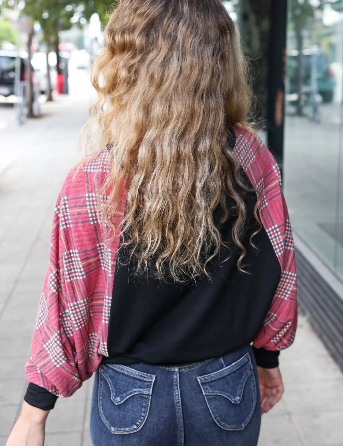 You Got This Burgundy Plaid Dolman Round Neck Top | 2024 Blow-Out Sale Daverri Fashions