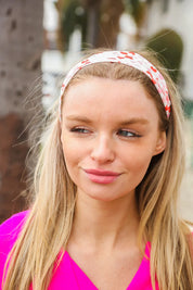 Red & Pink Heart Print Stretchy Twist Headband | accessor Daverri Fashions