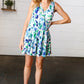 Lovely In Green & Blue Floral Sleeveless Surplice Romper - DAVERRI FASHIONS