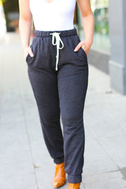 Feeling Cozy Ash Black Acid Wash Fleece Sweatpants | Daverri Fashions