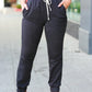 Zenana Ash Black Acid Wash Fleece Sweatpants - DAVERRI FASHIONS