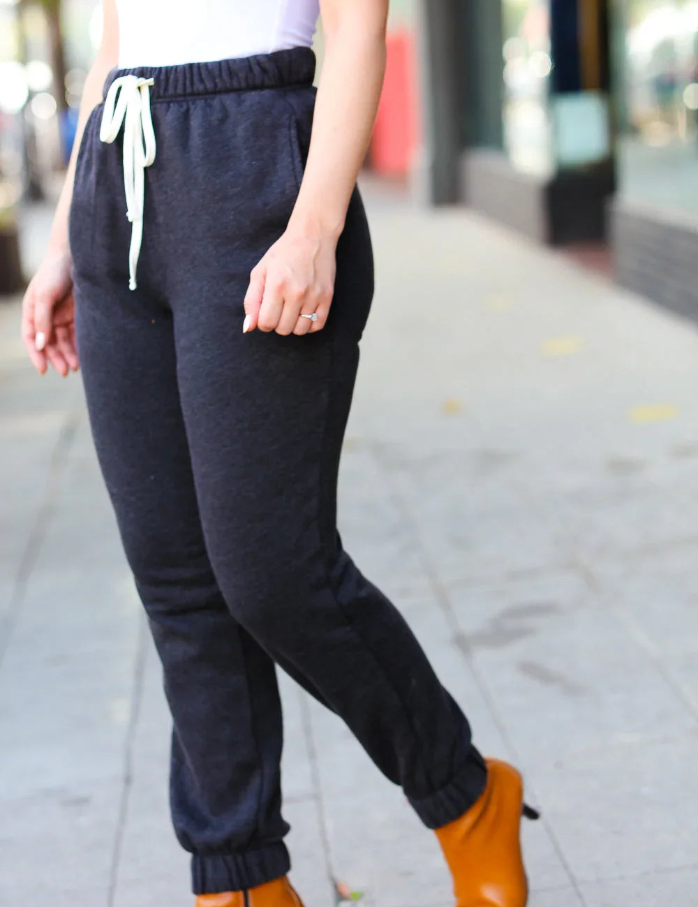 Feeling Cozy Ash Black Acid Wash Fleece Sweatpants | Daverri Fashions