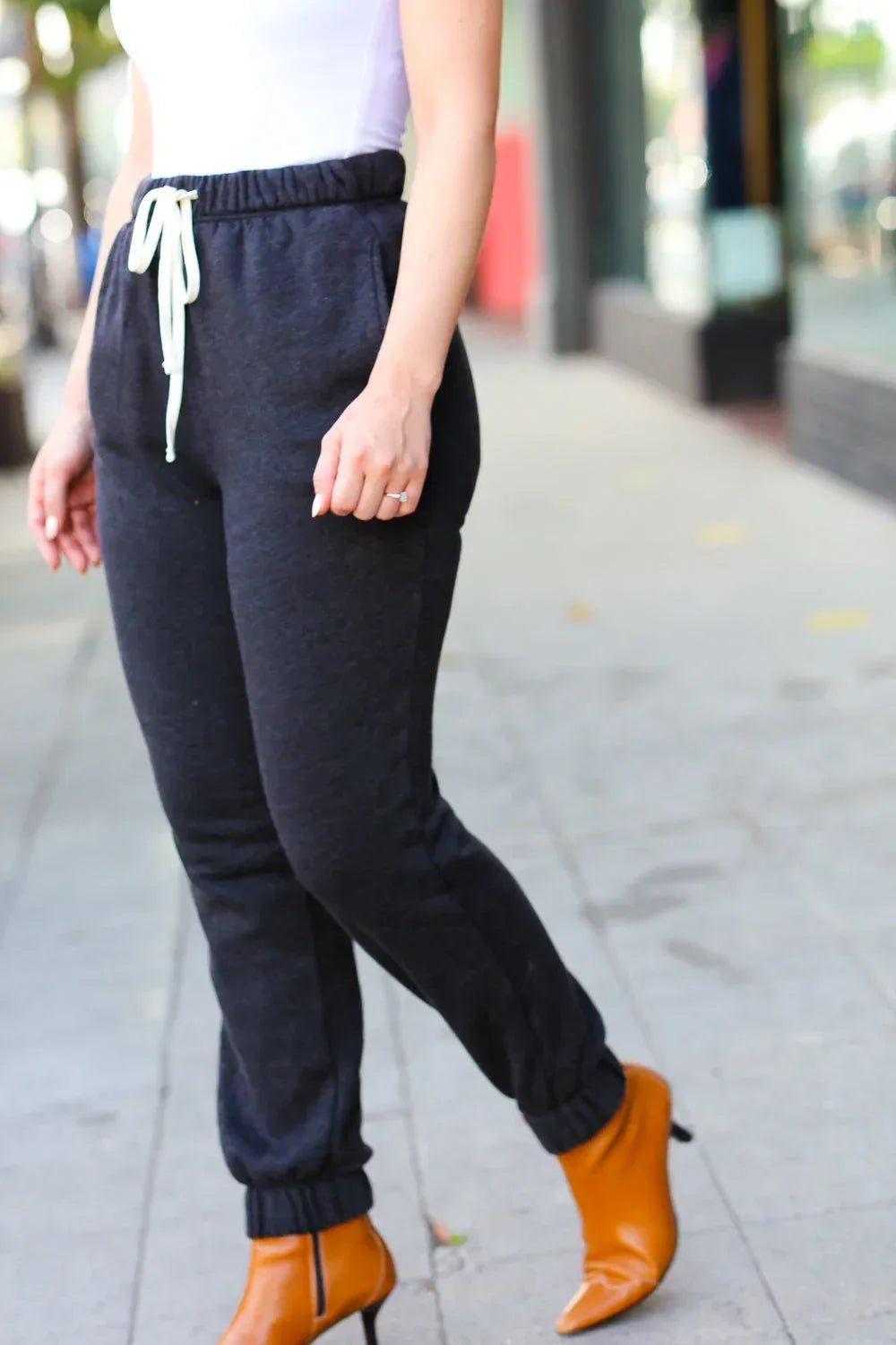 Zenana Ash Black Acid Wash Fleece Sweatpants - DAVERRI FASHIONS