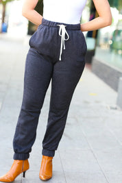 Feeling Cozy Ash Black Acid Wash Fleece Sweatpants | Daverri Fashions