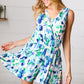 Lovely In Green & Blue Floral Sleeveless Surplice Romper - DAVERRI FASHIONS