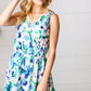 Lovely In Green & Blue Floral Sleeveless Surplice Romper - DAVERRI FASHIONS