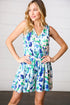 Lovely In Green & Blue Floral Sleeveless Surplice Romper - DAVERRI FASHIONS