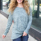 Weekend Ready Green Two-Tone Front Knot Pullover - DAVERRI FASHIONS