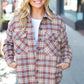 Be You Best Taupe Plaid Quilt Lined Button Down Shacket - DAVERRI FASHIONS