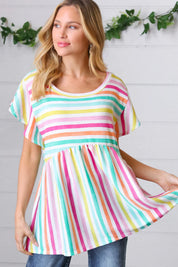 Lavender Rainbow Stripe Babydoll To | Daverri Fashions