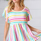 Lavender Rainbow Stripe Babydoll To - DAVERRI FASHIONS