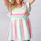 Lavender Rainbow Stripe Babydoll To - DAVERRI FASHIONS