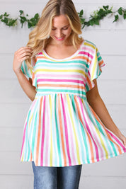 Lavender Rainbow Stripe Babydoll To | Daverri Fashions