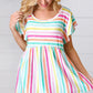 Lavender Rainbow Stripe Babydoll To - DAVERRI FASHIONS