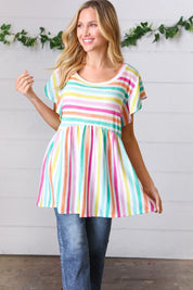 Lavender Rainbow Stripe Babydoll To | Daverri Fashions