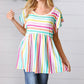 Lavender Rainbow Stripe Babydoll To - DAVERRI FASHIONS