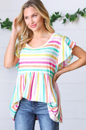 Lavender Rainbow Stripe Babydoll To | Daverri Fashions