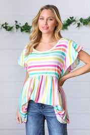 Lavender Rainbow Stripe Babydoll To | Daverri Fashions