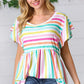 Lavender Rainbow Stripe Babydoll To - DAVERRI FASHIONS